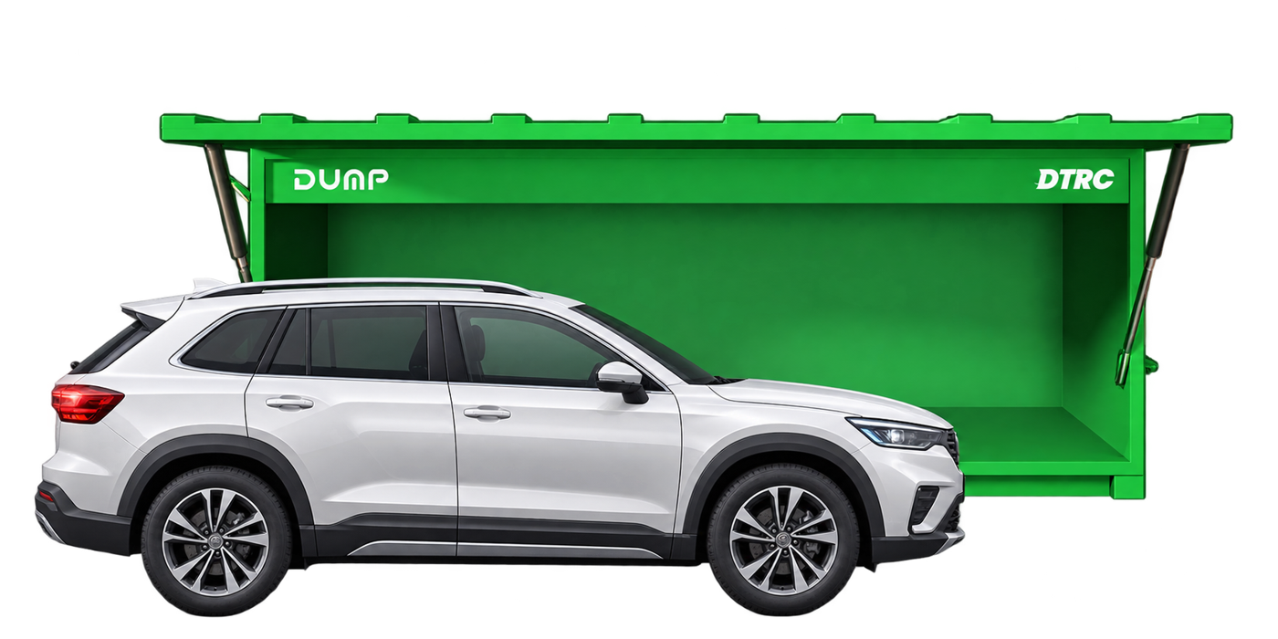 DTRC green drive-through recycling centre with a white car
